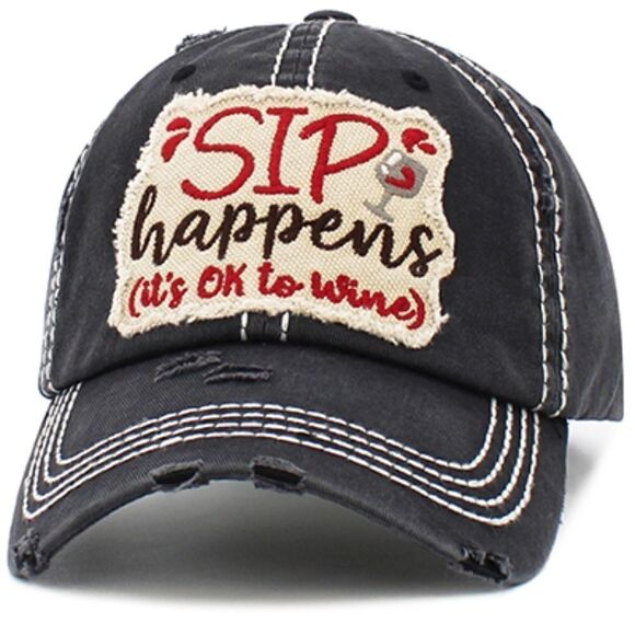 KBETHOS Accessories - 2/$30 Ladies Black SIP Happens Baseball Cap